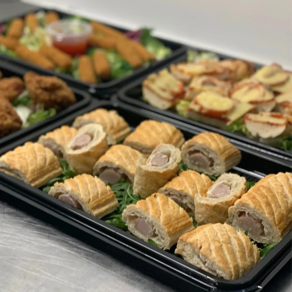 Homepage 7 Traditional mini sausage rolls with additional hot and cold party bites for catering in Bedfordshire by Xpress Catering